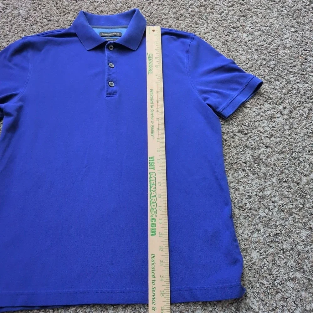 Banana Republic Pique Polo Shirt Blue‎ Elephant Logo Cotton Casual Mens Small